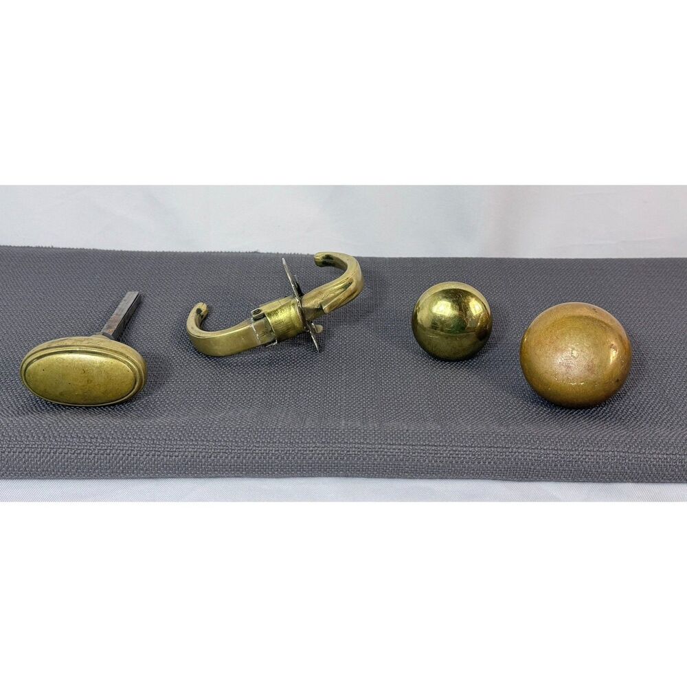 Vintage Antique Brass Doorknob Lot Oval Hardware Architectural Salvage Cabinet